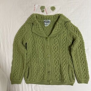 Aran Crafts Olive Cable Knit Cardigan